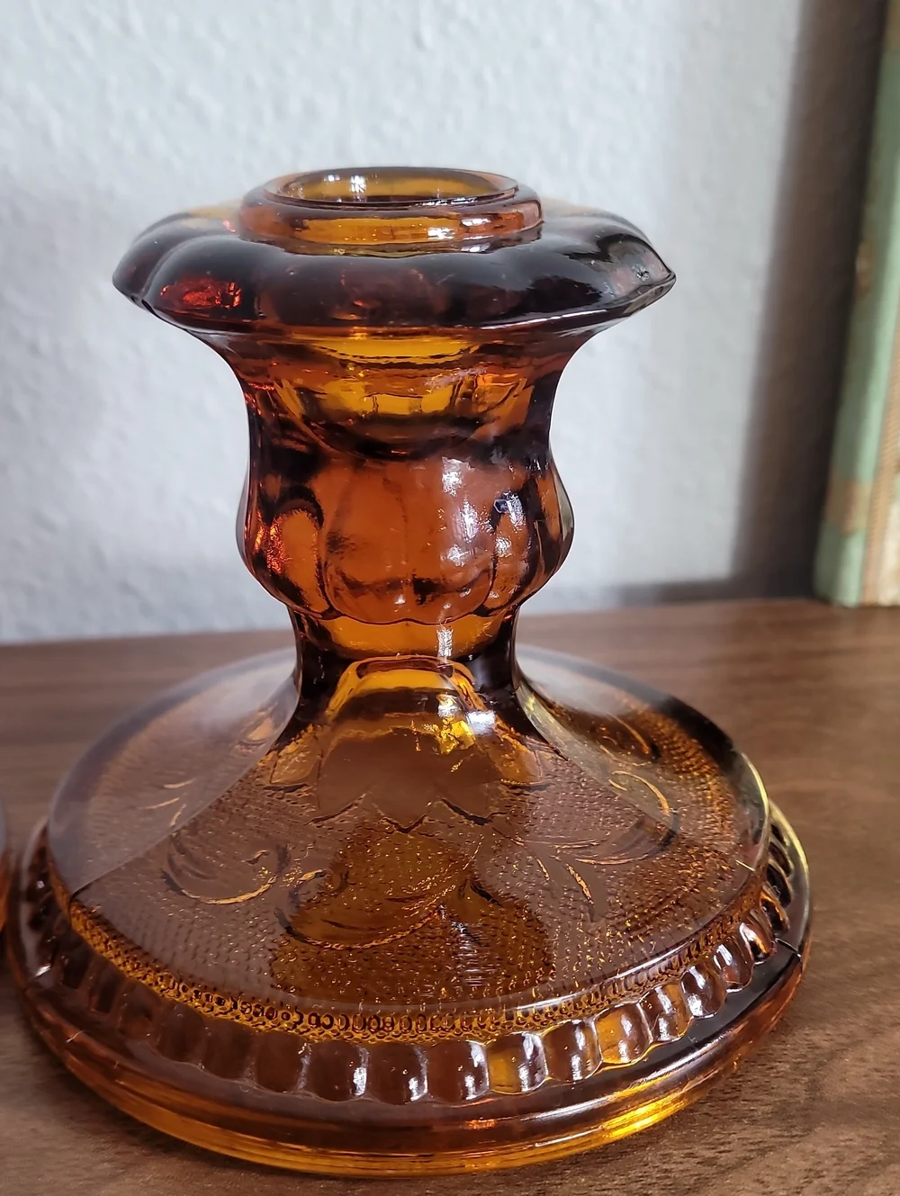Vintage Tiara Indiana Glass Amber Taper Candle Holders Set of 2 Fall Moody